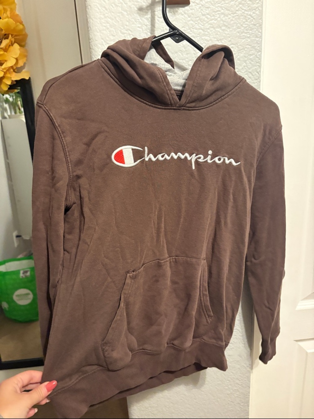 Champion Brown Pullover Hoodie with Embroidered Logo
